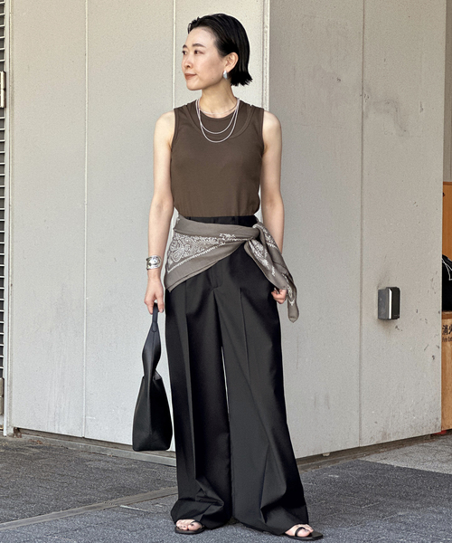 AP STUDIO（エーピーストゥディオ）の「Light T/R wide Pants（スラックス・レディース・ブラック・34/36/38/40）」の12枚目の写真