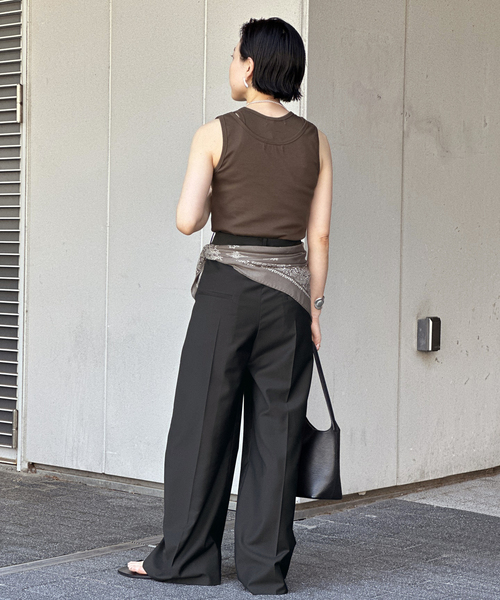 AP STUDIO（エーピーストゥディオ）の「Light T/R wide Pants（スラックス・レディース・ブラック・34/36/38/40）」の10枚目の写真
