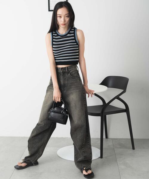 WEGO(ウィゴー)の「WEGO/メッシュタンク(ニット/セーター・レディース・ブルー/オレンジ・FREE)」の3枚目の写真