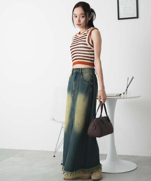 WEGO(ウィゴー)の「WEGO/メッシュタンク(ニット/セーター・レディース・ブルー/オレンジ・FREE)」の4枚目の写真