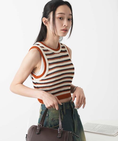 WEGO(ウィゴー)の「WEGO/メッシュタンク(ニット/セーター・レディース・ブルー/オレンジ・FREE)」の12枚目の写真