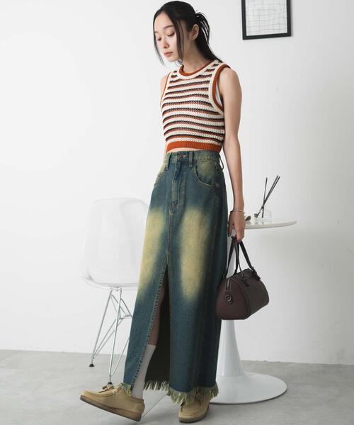 WEGO(ウィゴー)の「WEGO/メッシュタンク(ニット/セーター・レディース・ブルー/オレンジ・FREE)」の13枚目の写真