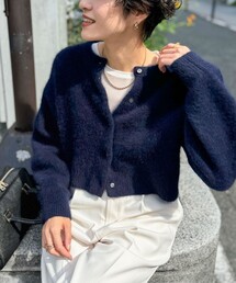 NOLLEY’S | 《手洗い可能》《アンサンブル対応》プレミアムヘアリークロップドクルーネックカーディガン(カーディガン/ボレロ)