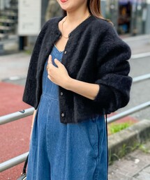 NOLLEY’S | 《手洗い可能》《アンサンブル対応》プレミアムヘアリークロップドクルーネックカーディガン(カーディガン/ボレロ)