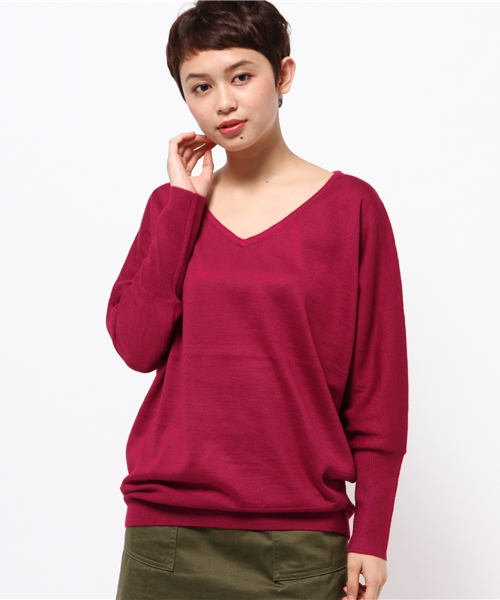 Discoat Parisien（ディスコートパリシアン）の「アンチピリングVドルマン（ニット/セーター・レディース・グリーン/アイボリー/グレー/ブラック/その他19/レッド・MEDIUM/LARGE）」の5枚目の写真