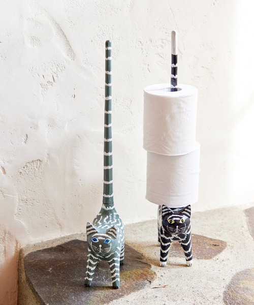 チャイハネ（チャイハネ）の「【チャイハネ】バリネコ ロールペーパーホルダー45（インテリア雑貨・レディース・ブラウン/グレー/ブラック/ホワイト×ブラック・FREE）」の13枚目の写真