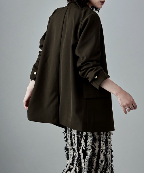 etoll.（エトル）の「トラディショナルツイルテーラードジャケット（テーラードジャケット・レディース・ネイビー/ブラウン/チャコールグレー/ブラウン系その他2/ベージュ・M）」の15枚目の写真