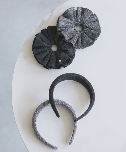 VIS（ビス）の「ラメニットボリュームシュシュ（シュシュ・レディース・グレー/ブラック・FREE）」の3枚目の写真