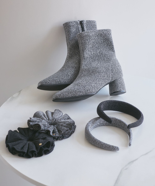 VIS（ビス）の「ラメニットボリュームシュシュ（シュシュ・レディース・グレー/ブラック・FREE）」の4枚目の写真