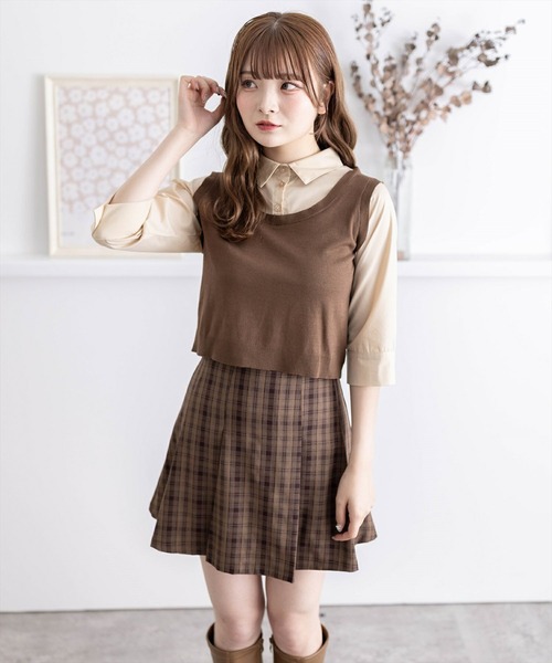 clear（クリア）の「ニットドッキング5分袖シャツ［フレンチ ガーリー］≪再入荷≫（シャツ/ブラウス・レディース・ブラック/モカ/杢グレー・F）」の22枚目の写真