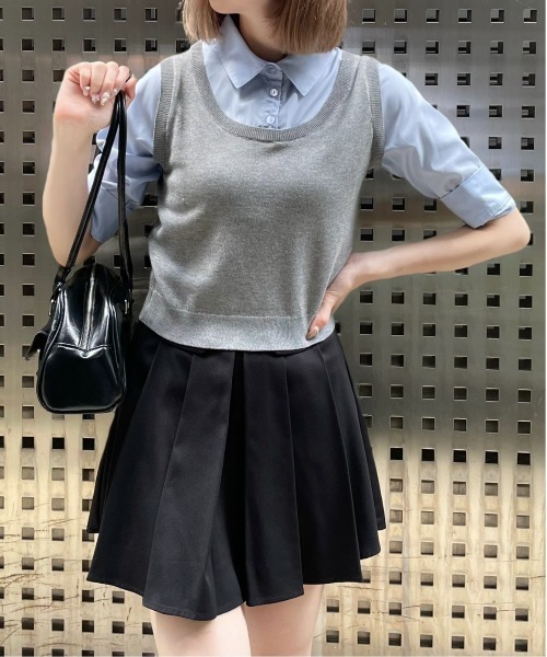 clear（クリア）の「ニットドッキング5分袖シャツ［フレンチ ガーリー］≪再入荷≫（シャツ/ブラウス・レディース・ブラック/モカ/杢グレー・F）」の18枚目の写真
