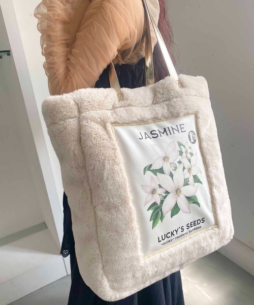 Casselini（キャセリーニ）の「Casselini(キャセリーニ)フラワープリントファートート（トートバッグ・レディース・グレー/ピンク/アイボリー・FREE）」の5枚目の写真