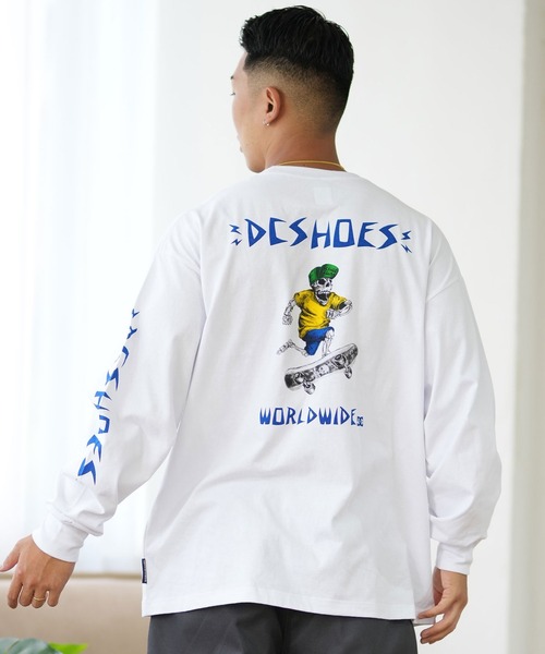 DC(ディーシー)の「DC/ディーシー ロンT/長袖Tシャツ ロングスリーブ ルーズシルエット バックプリント スリーブロゴ DLT244076(Tシャツ/カットソー・メンズ・スミクロ/ホワイト・M/L/XL)」の5枚目の写真