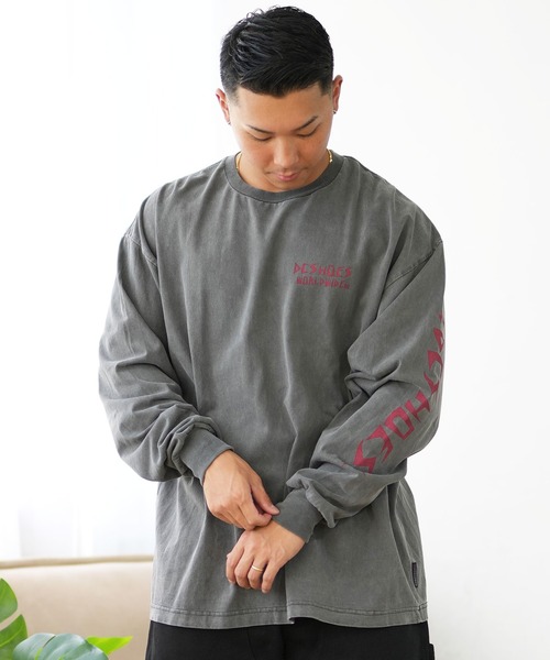 DC(ディーシー)の「DC/ディーシー ロンT/長袖Tシャツ ロングスリーブ ルーズシルエット バックプリント スリーブロゴ DLT244076(Tシャツ/カットソー・メンズ・スミクロ/ホワイト・M/L/XL)」の9枚目の写真