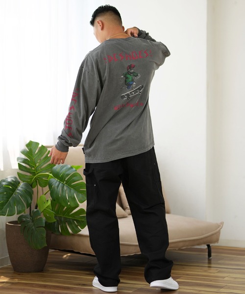 DC(ディーシー)の「DC/ディーシー ロンT/長袖Tシャツ ロングスリーブ ルーズシルエット バックプリント スリーブロゴ DLT244076(Tシャツ/カットソー・メンズ・スミクロ/ホワイト・M/L/XL)」の15枚目の写真