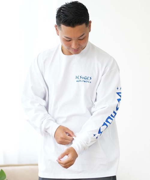 DC(ディーシー)の「DC/ディーシー ロンT/長袖Tシャツ ロングスリーブ ルーズシルエット バックプリント スリーブロゴ DLT244076(Tシャツ/カットソー・メンズ・スミクロ/ホワイト・M/L/XL)」の3枚目の写真