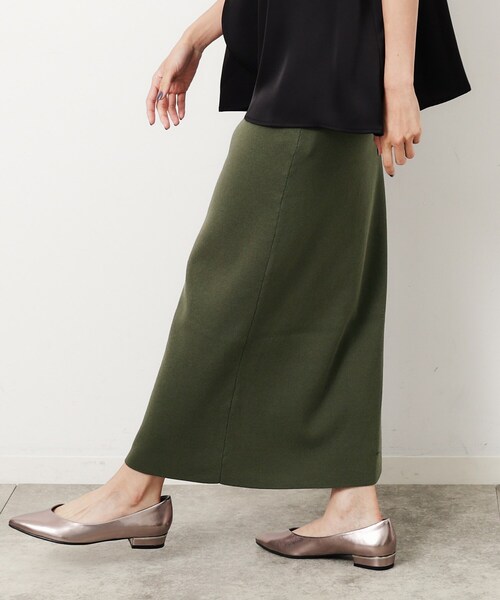 OPAQUE.CLIP（オペークドットクリップ）の「◆ニットナロースカート／セットアップ対応【洗濯機洗い可】（スカート・レディース・ブルー系その他/ブラック/ダークオリーブ・42/40/38）」の2枚目の写真