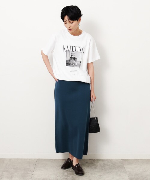 OPAQUE.CLIP（オペークドットクリップ）の「◆ニットナロースカート／セットアップ対応【洗濯機洗い可】（スカート・レディース・ブルー系その他/ブラック/ダークオリーブ・42/40/38）」の9枚目の写真