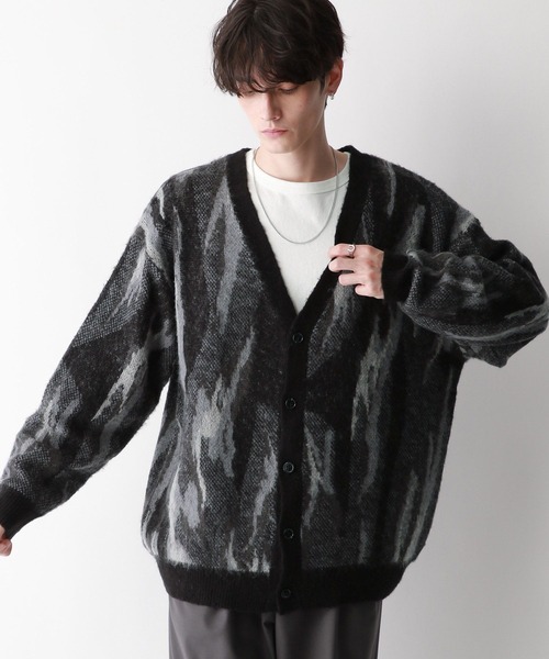 RAGEBLUE（レイジブルー）の「Pattern mohair knit over loose cardigan/総柄/モヘヤニットカーディガン（カーディガン/ボレロ・メンズ・ブルー/ブラック系その他/グリーン/ブラウン・SMALL/MEDIUM/LARGE）」の11枚目の写真