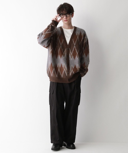 RAGEBLUE（レイジブルー）の「Pattern mohair knit over loose cardigan/総柄/モヘヤニットカーディガン（カーディガン/ボレロ・メンズ・ブルー/ブラック系その他/グリーン/ブラウン・SMALL/MEDIUM/LARGE）」の8枚目の写真