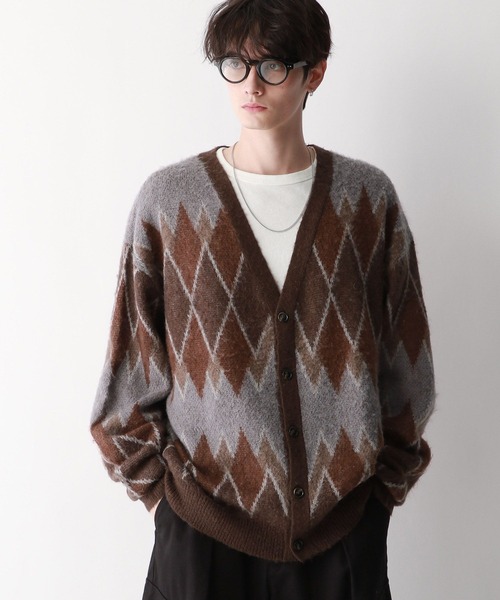 RAGEBLUE（レイジブルー）の「Pattern mohair knit over loose cardigan/総柄/モヘヤニットカーディガン（カーディガン/ボレロ・メンズ・ブルー/ブラック系その他/グリーン/ブラウン・SMALL/MEDIUM/LARGE）」の7枚目の写真