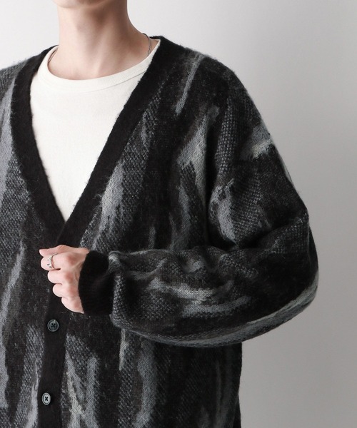 RAGEBLUE（レイジブルー）の「Pattern mohair knit over loose cardigan/総柄/モヘヤニットカーディガン（カーディガン/ボレロ・メンズ・ブルー/ブラック系その他/グリーン/ブラウン・SMALL/MEDIUM/LARGE）」の21枚目の写真