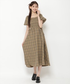 セール】チェックバックリボンロングワンピース（ワンピース