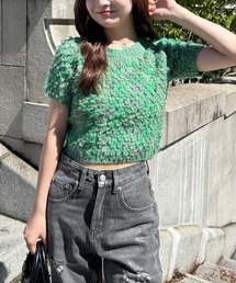 clear | ループヤーン半袖ニットトップス [スタイルアップ カラフル]≪2024AW新作≫(ニット/セーター)