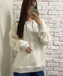 裏毛×ニットリブビッグプルオーバー