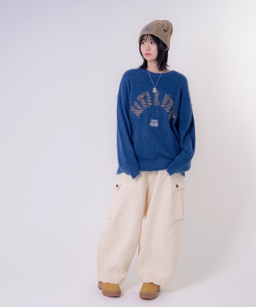 EFFECTEN(エフェクテン)の「【EFFECTEN】Arch Logo Shaggy Knit(ニット/セーター・メンズ・ネイビー/グレー・FREE)」の3枚目の写真