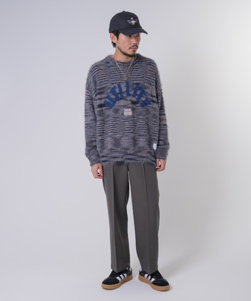 EFFECTEN(エフェクテン)の「【EFFECTEN】Arch Logo Shaggy Knit(ニット/セーター・メンズ・ネイビー/グレー・FREE)」の6枚目の写真