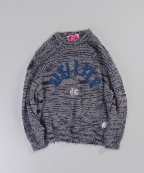 EFFECTEN(エフェクテン)の「【EFFECTEN】Arch Logo Shaggy Knit(ニット/セーター・メンズ・ネイビー/グレー・FREE)」の9枚目の写真
