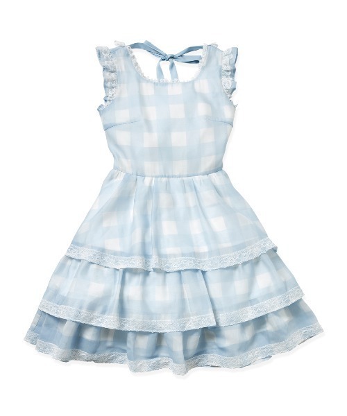 メルフィーメモリー】チェックワンピース ブルー