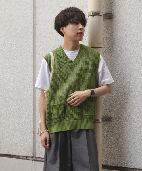 セール】mesh knit vest / メッシュニットベスト（ベスト