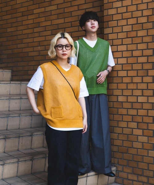 favclo.（ファブクロ）の「mesh knit vest / メッシュニットベスト（ベスト・メンズ・グリーン/イエロー・LARGE/MEDIUM）」の8枚目の写真