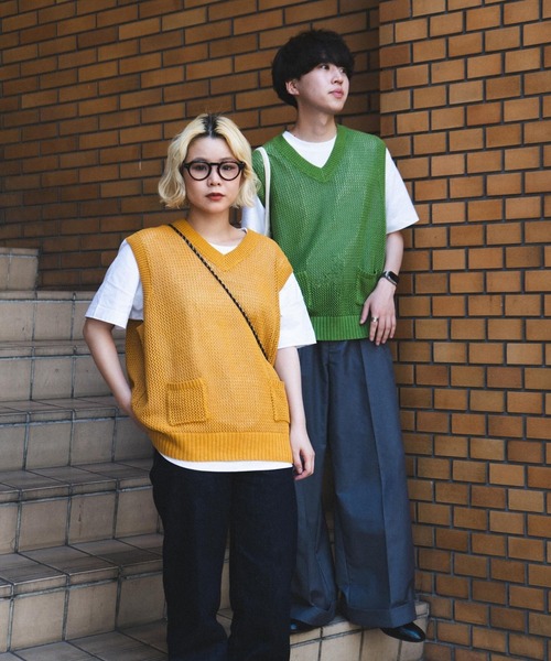 favclo.（ファブクロ）の「mesh knit vest / メッシュニットベスト（ベスト・メンズ・グリーン/イエロー・LARGE/MEDIUM）」の9枚目の写真