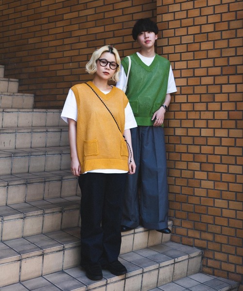 favclo.（ファブクロ）の「mesh knit vest / メッシュニットベスト（ベスト・メンズ・グリーン/イエロー・LARGE/MEDIUM）」の10枚目の写真