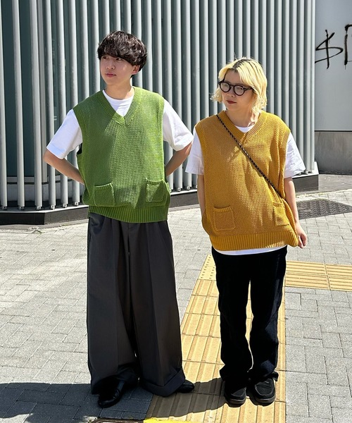 favclo.（ファブクロ）の「mesh knit vest / メッシュニットベスト（ベスト・メンズ・グリーン/イエロー・LARGE/MEDIUM）」の11枚目の写真