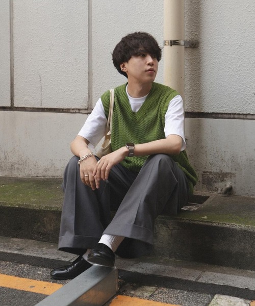favclo.（ファブクロ）の「mesh knit vest / メッシュニットベスト（ベスト・メンズ・グリーン/イエロー・LARGE/MEDIUM）」の14枚目の写真