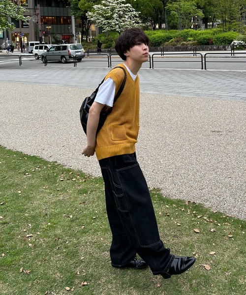 favclo.（ファブクロ）の「mesh knit vest / メッシュニットベスト（ベスト・メンズ・グリーン/イエロー・LARGE/MEDIUM）」の5枚目の写真