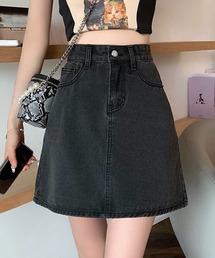 デニム風ミニスカート