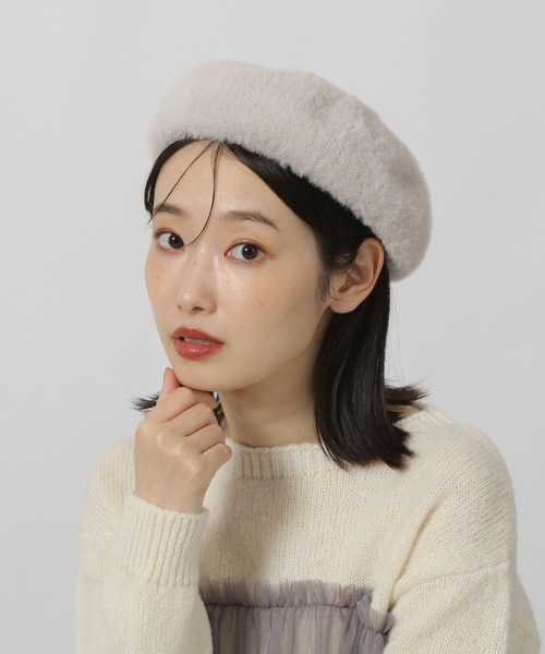 LAKOLE（ラコレ）の「シャギーベレー帽 / 145333（ハンチング/ベレー帽・レディース・オフホワイト/ブラック/グレー・FREE）」の3枚目の写真