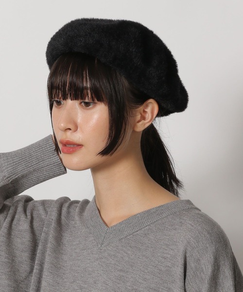 LAKOLE（ラコレ）の「シャギーベレー帽 / 145333（ハンチング/ベレー帽・レディース・オフホワイト/ブラック/グレー・FREE）」の2枚目の写真