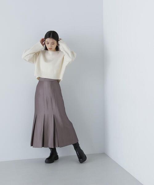 NATURAL BEAUTY BASIC(ナチュラルビューティーベーシック)の「◇<グロッシーツイルシリーズ>ボックスタックフレアスカート(スカート・レディース・ダークブラウン/ベージュ・SMALL/MEDIUM)」の17枚目の写真