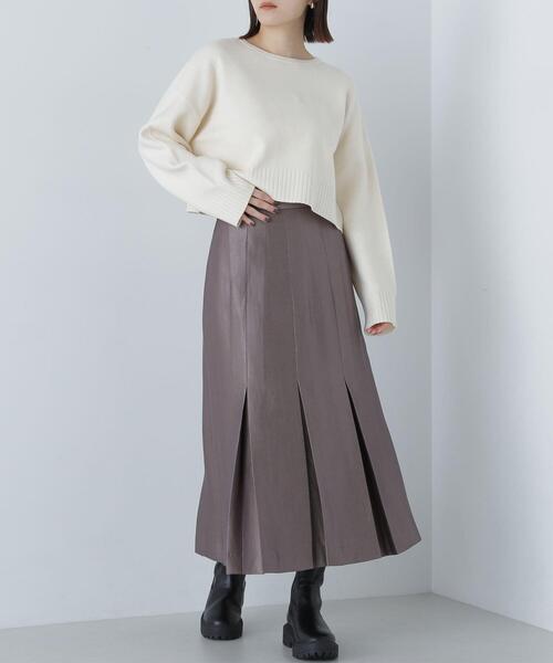 NATURAL BEAUTY BASIC(ナチュラルビューティーベーシック)の「◇<グロッシーツイルシリーズ>ボックスタックフレアスカート(スカート・レディース・ダークブラウン/ベージュ・SMALL/MEDIUM)」の21枚目の写真