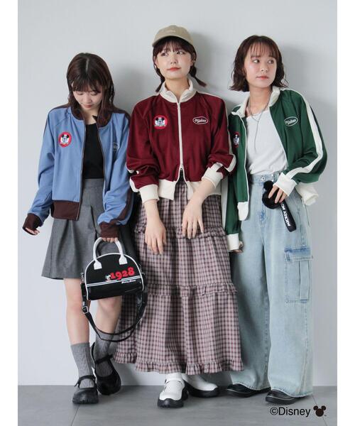 ehka sopo(エヘカソポ)の「【Disney】ミッキー&フレンズ/トラックジャケット(ブルゾン・レディース・グリーン/ボルドー/サックスブルー・F)」の4枚目の写真