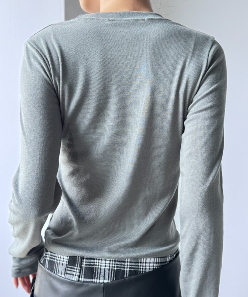 Y2K SYNAPSE FACTORY（ワイツーケー シナプスファクトリー）の「【cristiano】ハートプリントロングスリーブTシャツ（Tシャツ/カットソー・レディース・グレー/アイボリー/ブラック・FREE）」の11枚目の写真