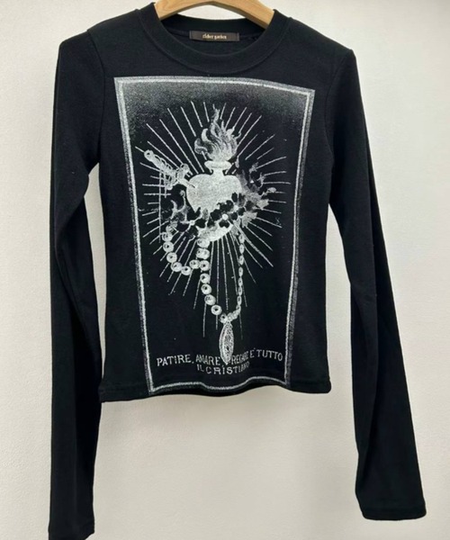 Y2K SYNAPSE FACTORY（ワイツーケー シナプスファクトリー）の「【cristiano】ハートプリントロングスリーブTシャツ（Tシャツ/カットソー・レディース・グレー/アイボリー/ブラック・FREE）」の22枚目の写真