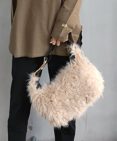 Casselini（キャセリーニ）の「curly poire bag（ハンドバッグ・レディース・チャコールグレー/ベージュ・ONE SIZE）」の3枚目の写真