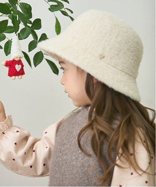 petit main（プティマイン）の「シャギーバケットハット（ハット・キッズ・モカ/アイボリー・50cm/52cm/54cm）」の3枚目の写真